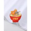 Children Crew Neck Short Sleeve T-Shirt with Cartoon Rabbit & Ramen Print