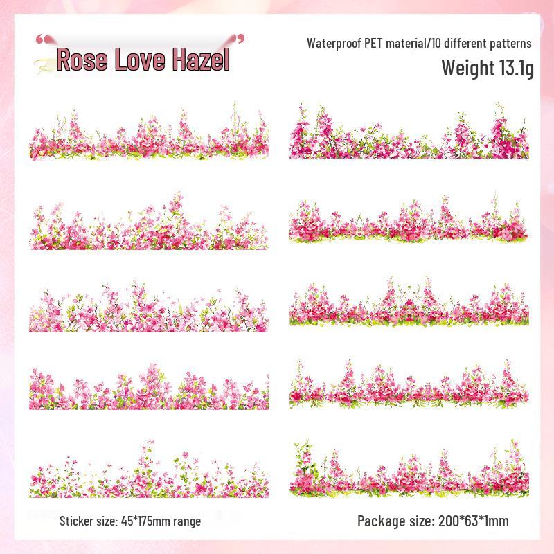 ZABC Floral PET Sticker Pack: 10 Sheets, 6 Designs - Flower Series