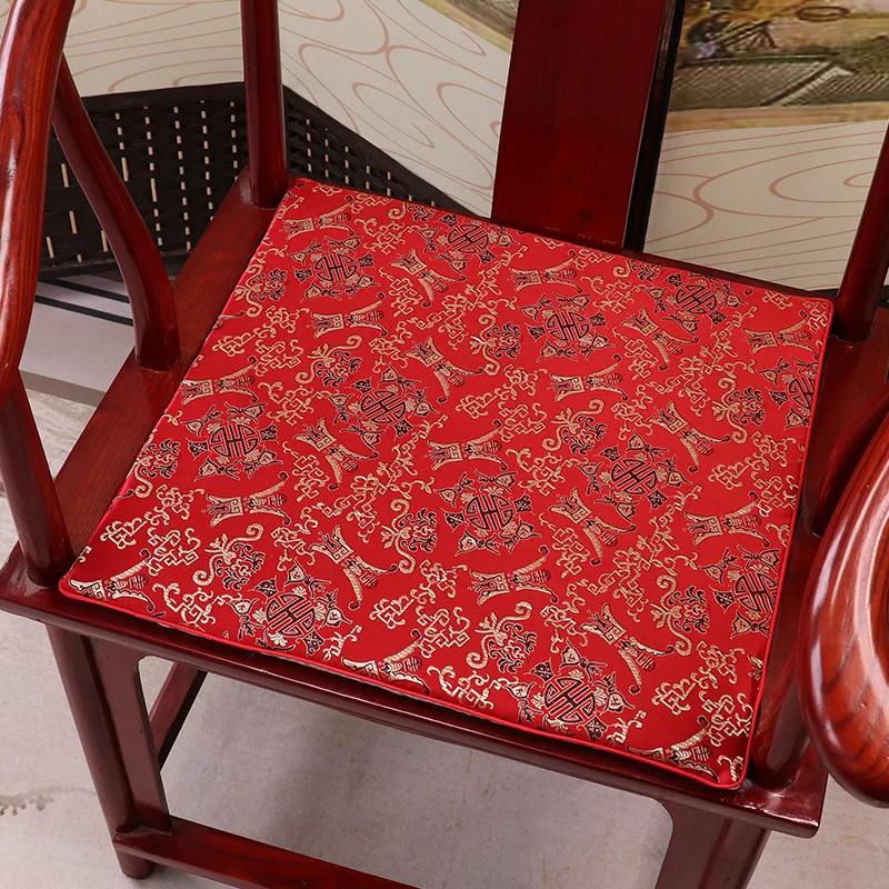 Square Chinese Style Mahogany Sofa Cushion Removable Washable Non-slip Single Seat Cushion Home Chair Pad Soft No Ball No Fading