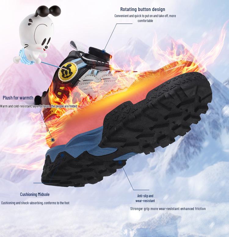 Bobodou 2025 Winter Kids' Cotton Shoes - Warm Velvet Sneakers for Girls & Boys