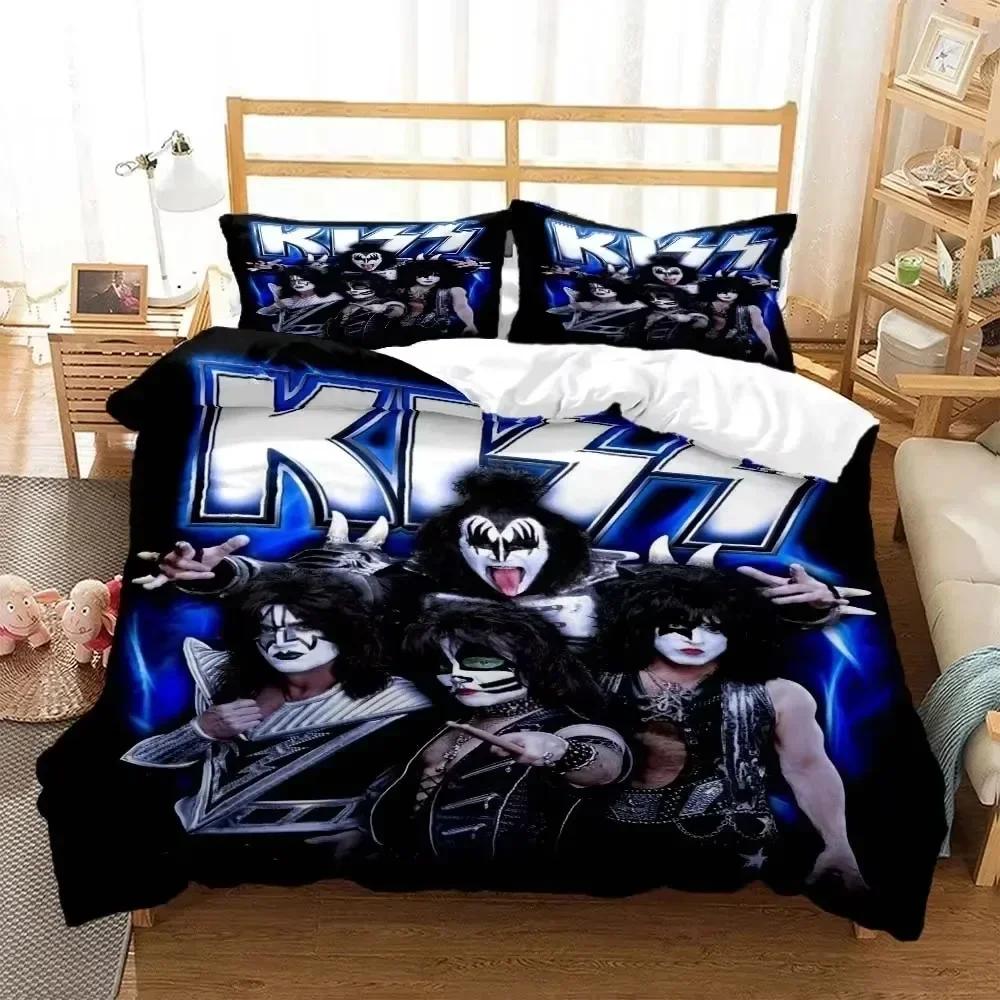 Comforter 3D Print Kiss Band Rock Bedding Set 3D Printed Suitable For Bedroom Kids Home Textile