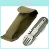 Multifunctional Camping Portable Folding Stainless Steel Cutlery Tableware