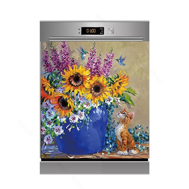 Bamboo Candle Flowing Water 3d Stone Dishwasher Refrigerator Freeze Sticker Kids Art Fridge Door Cover Wallpaper Kitchen Decor