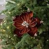 22cm Artificial Christmas Flower Realistic Beautiful Christmas Poinsettia Shiny Handmade Christmas Tree Wreath New Year Decor