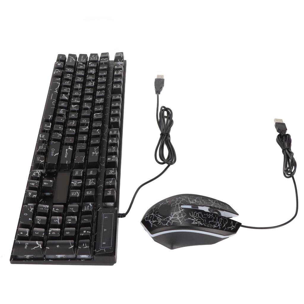 USB Keyboard Mouse Combo Good Resilience Crack Colorful Backlight 104 Keys Clear Characters Gaming