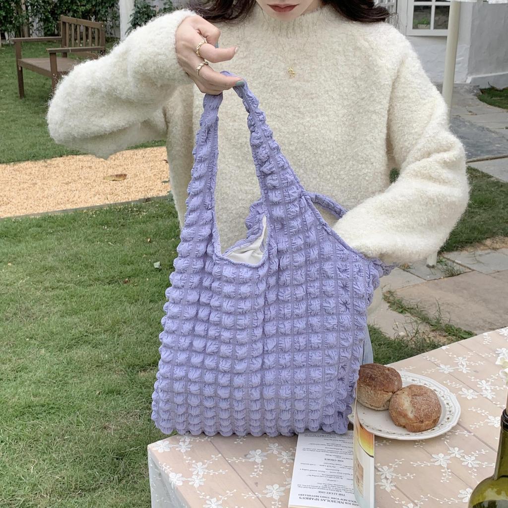 Yogodlns Borsa a tracolla estiva color caramello nuvola pieghettata Borsa per la spesa per ragazze di grande capacità
