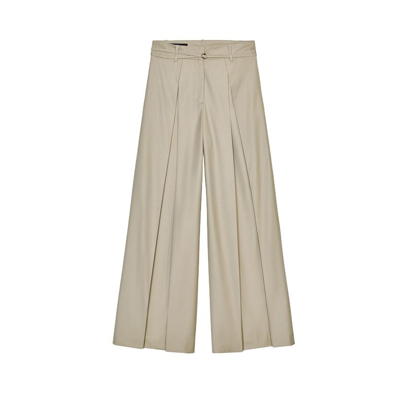 

Spring New Women s Clothing Fashion Style with Thin Belt Pleated Wide Leg All-Matching Casual Trousers 2149714 Light camel L