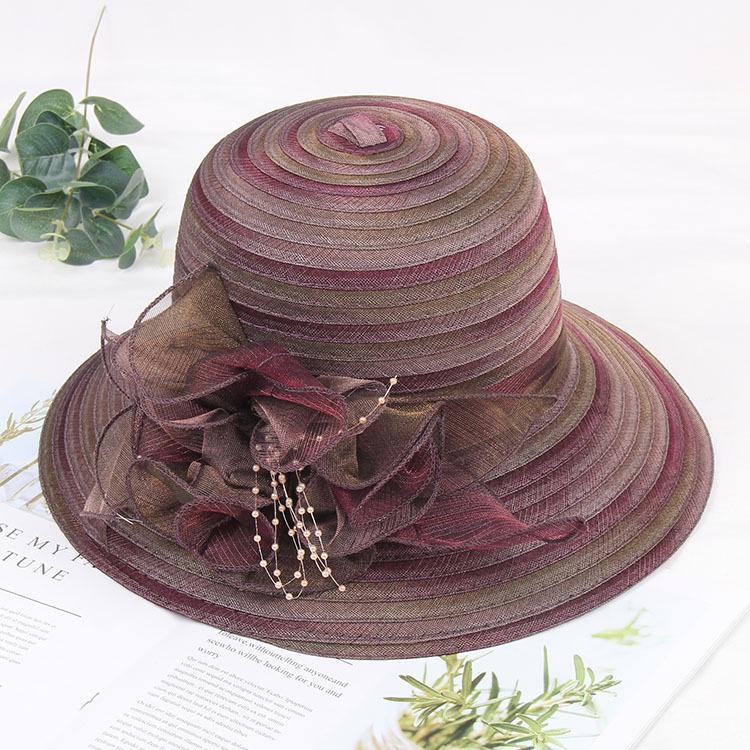 New Mesh Hat Women's Spring and Summer Organza Flower Sun Hat Women's Sun Hat Big Edge Sunscreen Basin Hat