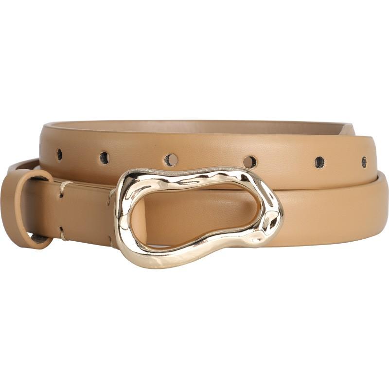 

New women s fashionable and simple thin belt, casual and versatile high-end irregular buckle head slim waistband for women 100cm хаки