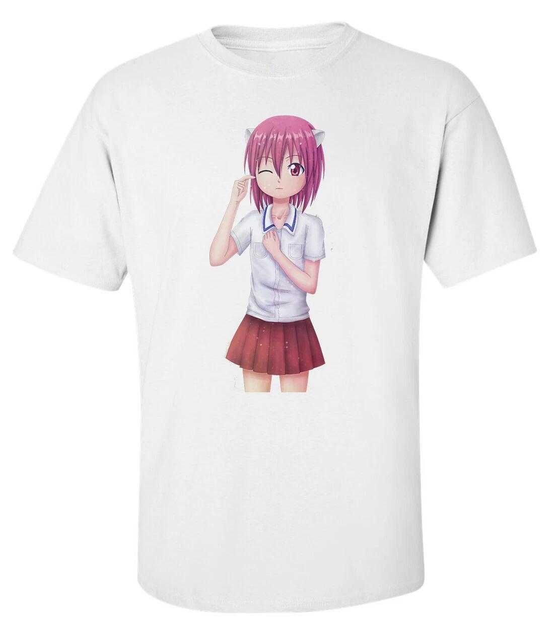 Elfen Lied Anime Girl Manga White Printed Cotton  T-shirt Tee Top 130