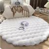 Solid Color Imitation Rabbit Plush Round Living Room Carpet Floor Mat Bedroom Bedside Blanket Bubble Velvet Bay Window Mat Sofa Blanket