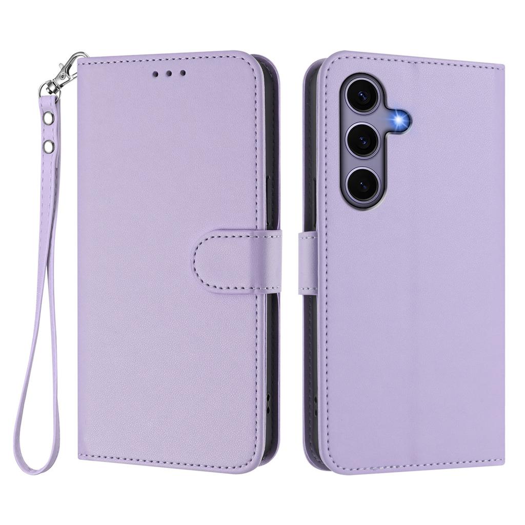 For Samsung Galaxy S24/Galaxy S25 Leather Case Wallet Stand Phone Cover with Wrist Strap