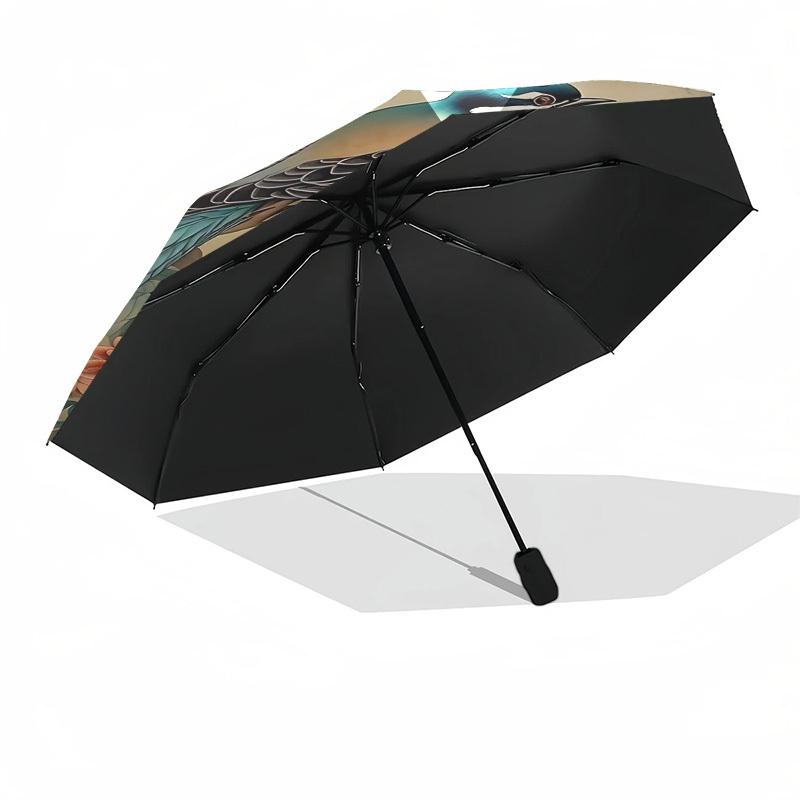 1pc Birds FlowersOpen/Close Umbrella-Windproof, Compact Travel Umbrella, Sturdy 8-Rib Shaft, Outdoor Accessory, 1085