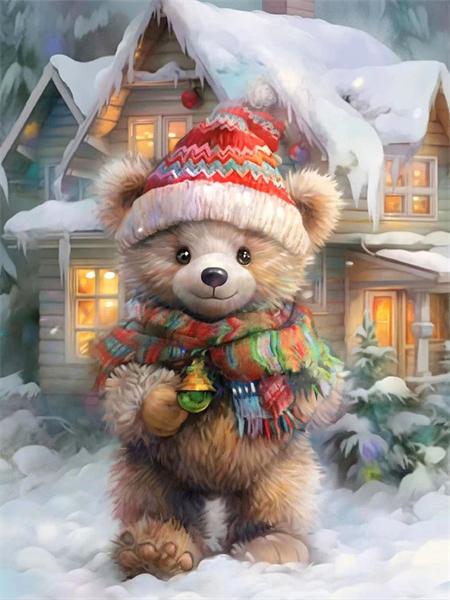 Diamond Painting Kit Bear Animal Home Decor Full Square Round Embroidery Mosaic Winter Christmas Handmade Gift