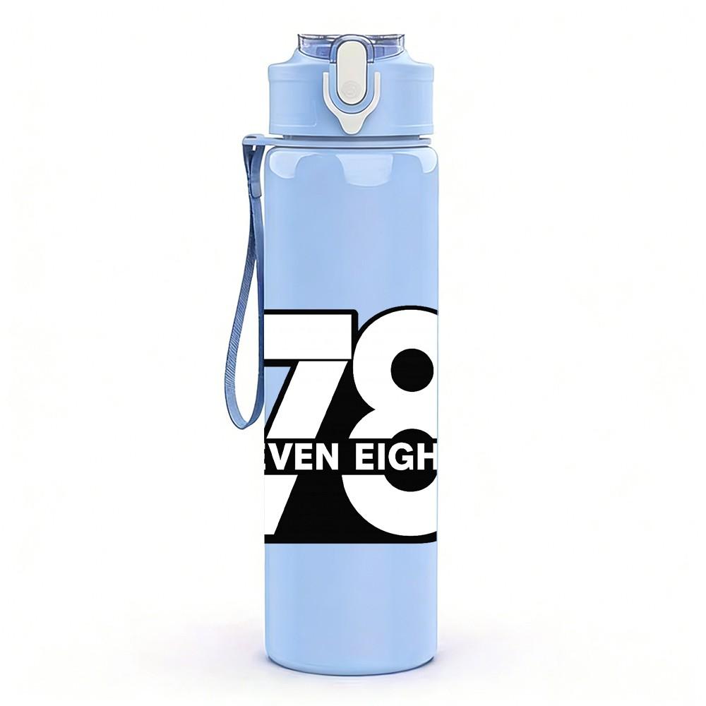 1PC Seventy Eight Block Number Print 750ml Color Plastic Sports Water Bottle Leakproof Flip Straw Lid Suitable for Sports Office Home Use