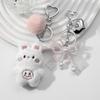 Charming DIY Pearl Lace Bow Heart Pompon Rabbit Keychain Bag Charm