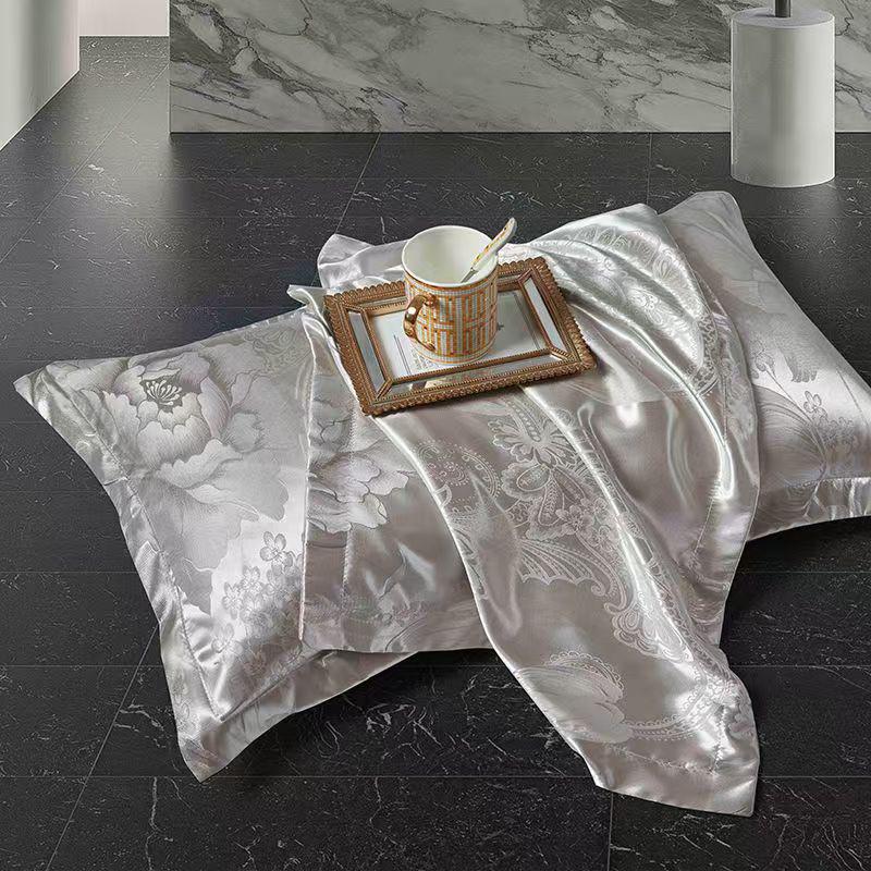 European Satin Jacquard Pillowcase - Soft, High-End Tribute Cover for Adults, 48×74cm