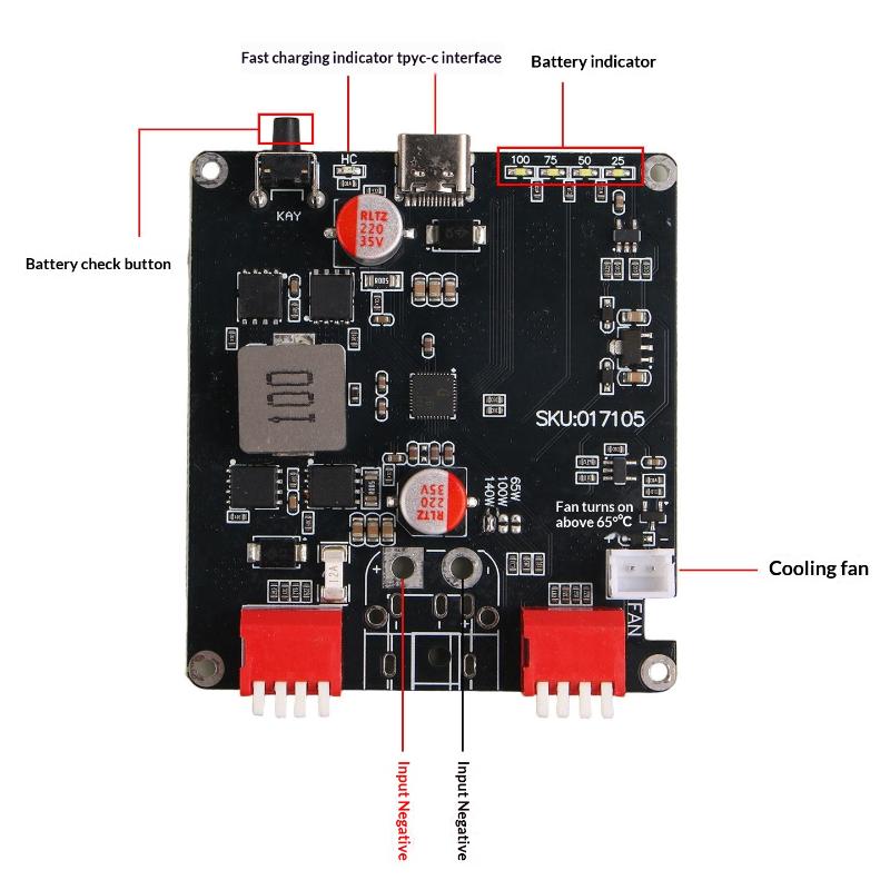 140W 2-6S IP2366 Lithium Battery Charging Board Bidirectional Fast Charging Module With Automatic Temperature Control Function