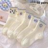 10 Pairs Cartoon Pattern Short Socks Breathable Middle Tube Socks Comfortable Ankle Socks  Summer