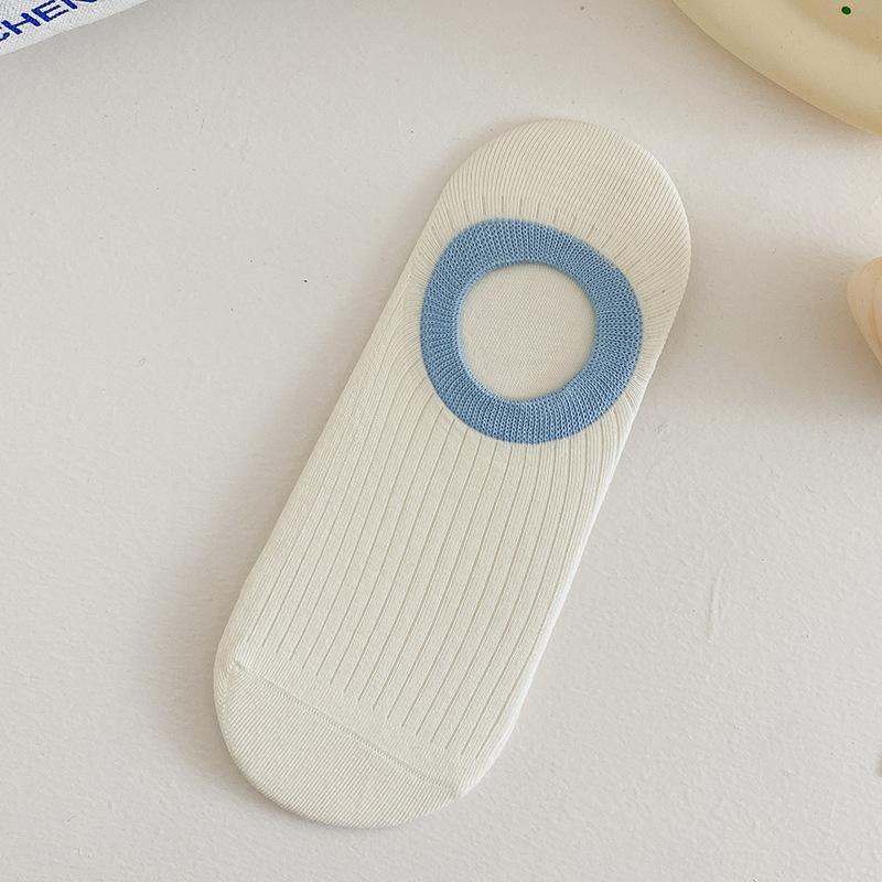 New 5 Pairs Summer Cotton Non Slip Invisible Heel Socks Thin Ice Cream Color Block Boat Socks Sweat-absorbing Women Children