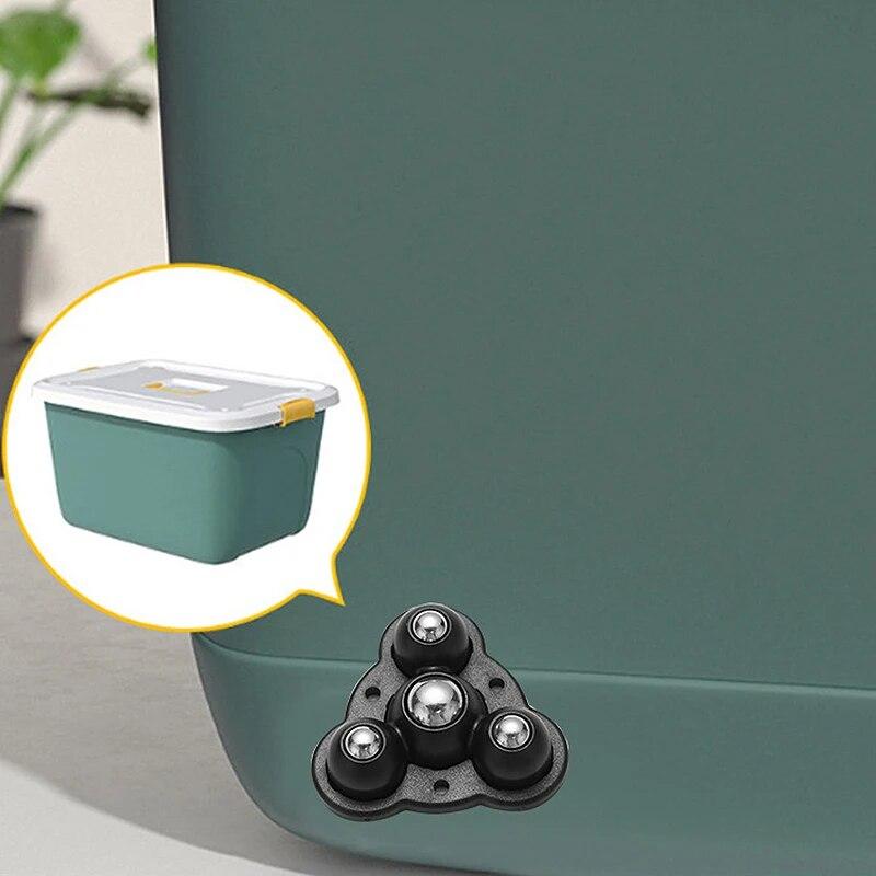 4PCS Non Punching Adhesive Ball Pulley Furniture Mobile Base Accessories Small Wheels Storage Bin Garbage Bin Universal Wheels
