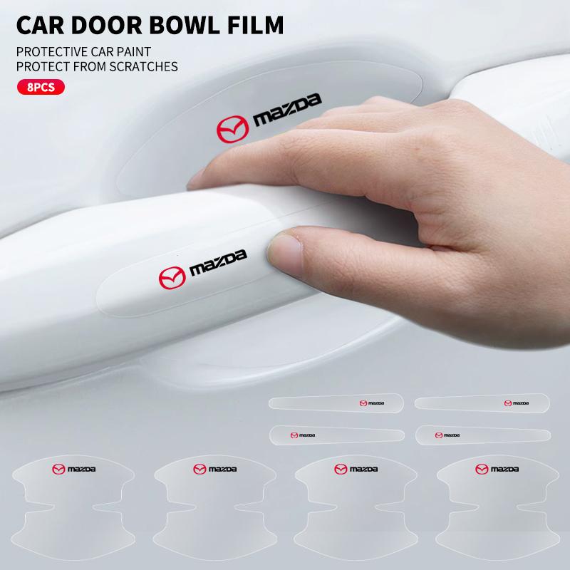 8Pcs Transparent Car Door Handle Wrist Bowl Trim Stickers For Mazda 3 6 CX5 2 CX30 CX3 CX9 MX5 RX8 Axela CX7 MX3 BM BN GL 5 FF4