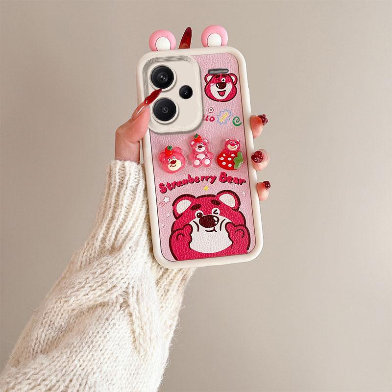 KEYSION Cute Ear 3D Cartoon Case for Redmi Note 13 Pro+ 5G with Bracelet Silicone Shockproof Phone Cover for Redmi Note 13 Pro+ 5G