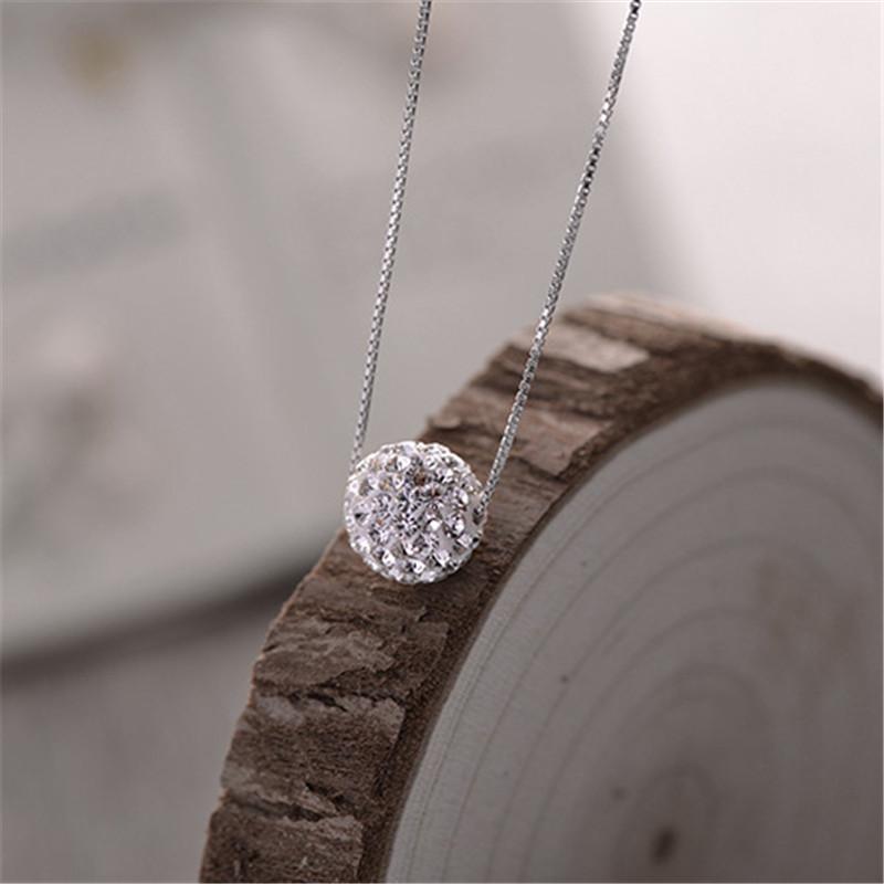 Colares com Pingente de Bola da Sorte de Cristal de Zircônia Diamante Simples Deslumbrantes Joias para Mulheres Gargantilha Presente Fofo