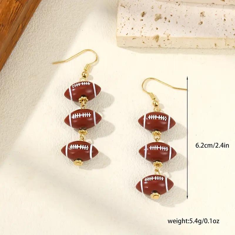 Hot Sale Long Basketball Super Bowl Football Acrylic Beaded Earrings Sports Style
