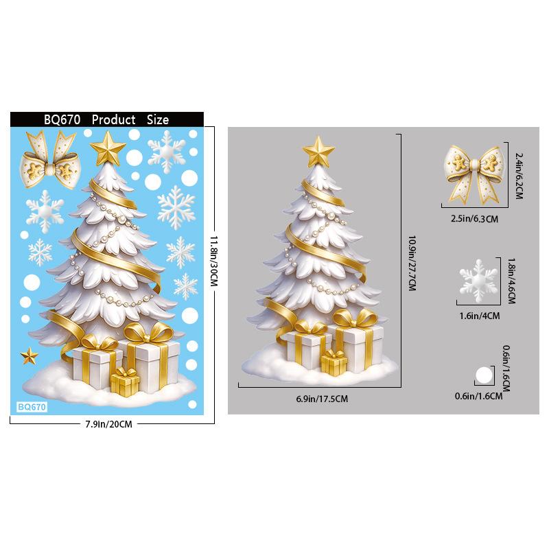 Christmas Snowflake Elk Snowman Glass Sticker Noel Ornaments Xmas Wall Stickers Merry Christma Decor Happy New Year Sticker