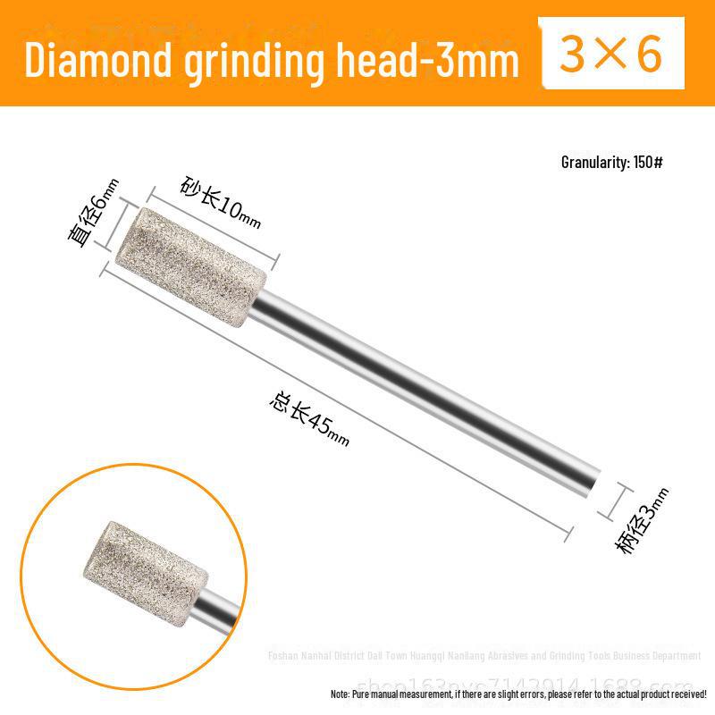 3mm Diamond Grinding Heads for Electric Grinder – Cylindrical, Bullet, Umbrella, Ball Shapes