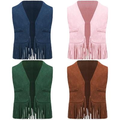 Boy Western Cowboy Vest Suede Tassels Cowboy Vest Halloween Cosplay Costume Photography Prop