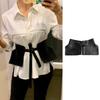 Women Dress Belt Fashion Chic Pu Leather Pleated Skirt Peplum Cincher Belt Wide Waistband Skirt Belt Leather Cummerbunds
