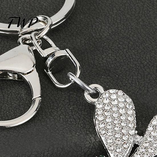 Sweet Girl Bag Charm Pendant Rhinestones Dragonfly Zinc Alloy Keychain Accessory Electroplated Finish Easy Hang Lobster Clasp Key Holder Durable