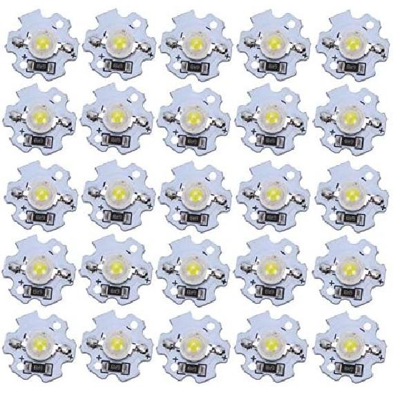 Hyuduo 1W 5V LED Chip Bulb, Light Beads 200lm Brightness High Bead Light Source Chip with Aluminum Plate for Floodlight, Pack of 25(Pure White