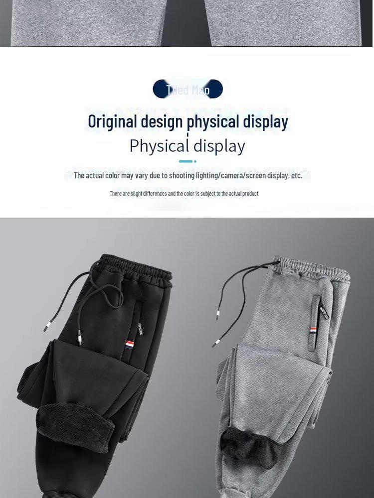 Boys' Solid Color Plus Velvet Thickened Sweatpants - Casual Winter Trend for Teens