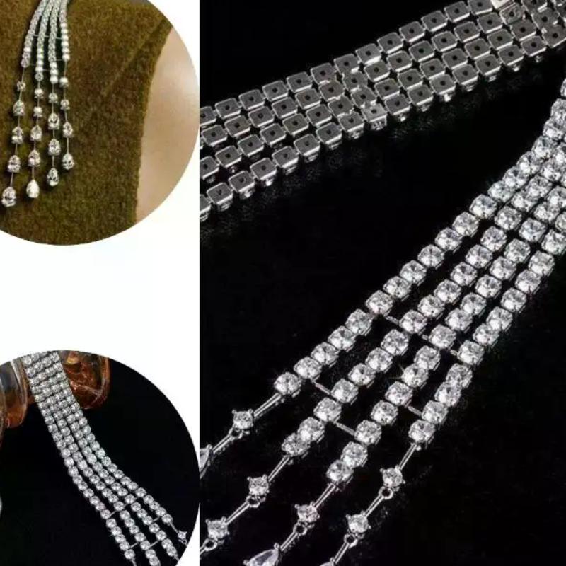 Neue Luxus Exquisite Kristall Meteor Lange Quaste Brosche Anstecknadel Für Frauen Mode Schulterkette Schmuck Party Geschenke