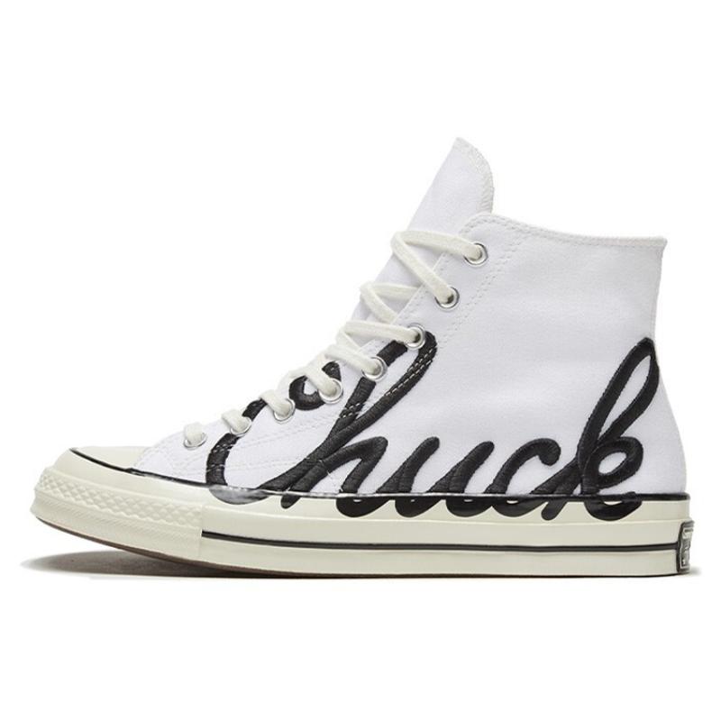

Converse Кеды Chuck с круглым носком на шнуровке с высоким верхом из парусины 1970-х годов для мужчин и женщин, черные, рисово-белые 36