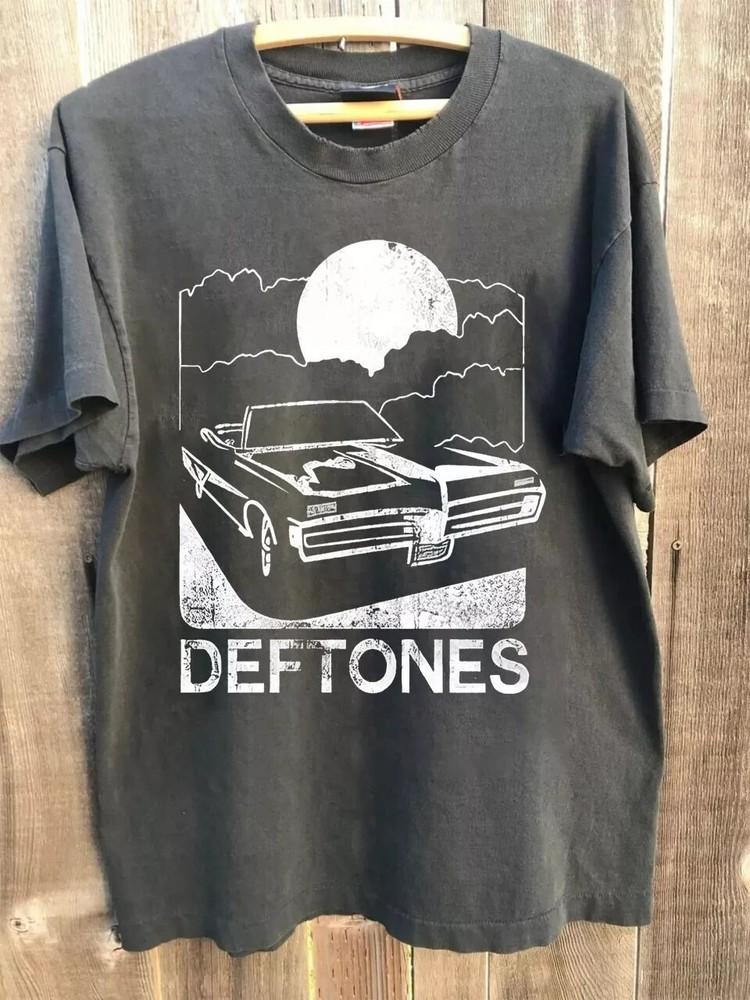 Deftones Группа Хлопок 100% Угольный Репринт Короткий Рукав Унисекс Футболка Винтажная Унисекс Футболка XL