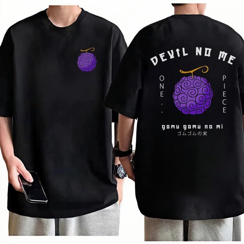

One Piece Gomu Gomu No Mi TShirt Y2K Anime Graphic Print Pure Cotton Crew Neck Casual High Street Fashion Tops For Men Women S