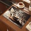 1Pcs Rubber Drying Mat With Coffee Print For Coffee Shop Restaurant Kitchen Carpet Tableware Durable Diatom Mud Table Mat Pet Mat Coffeeware