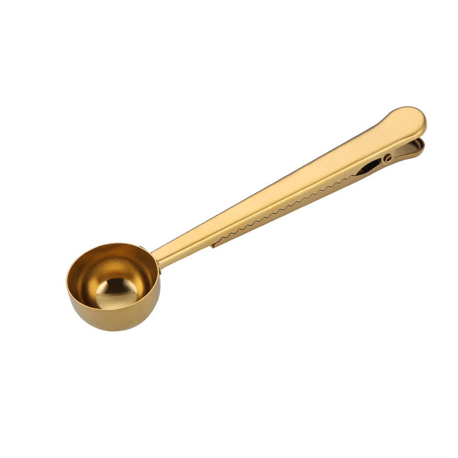 

Кофейная ложка для измельчения кофе, мерная ложка для еды, зажим для сумки, герметичная сумка One Size золотой