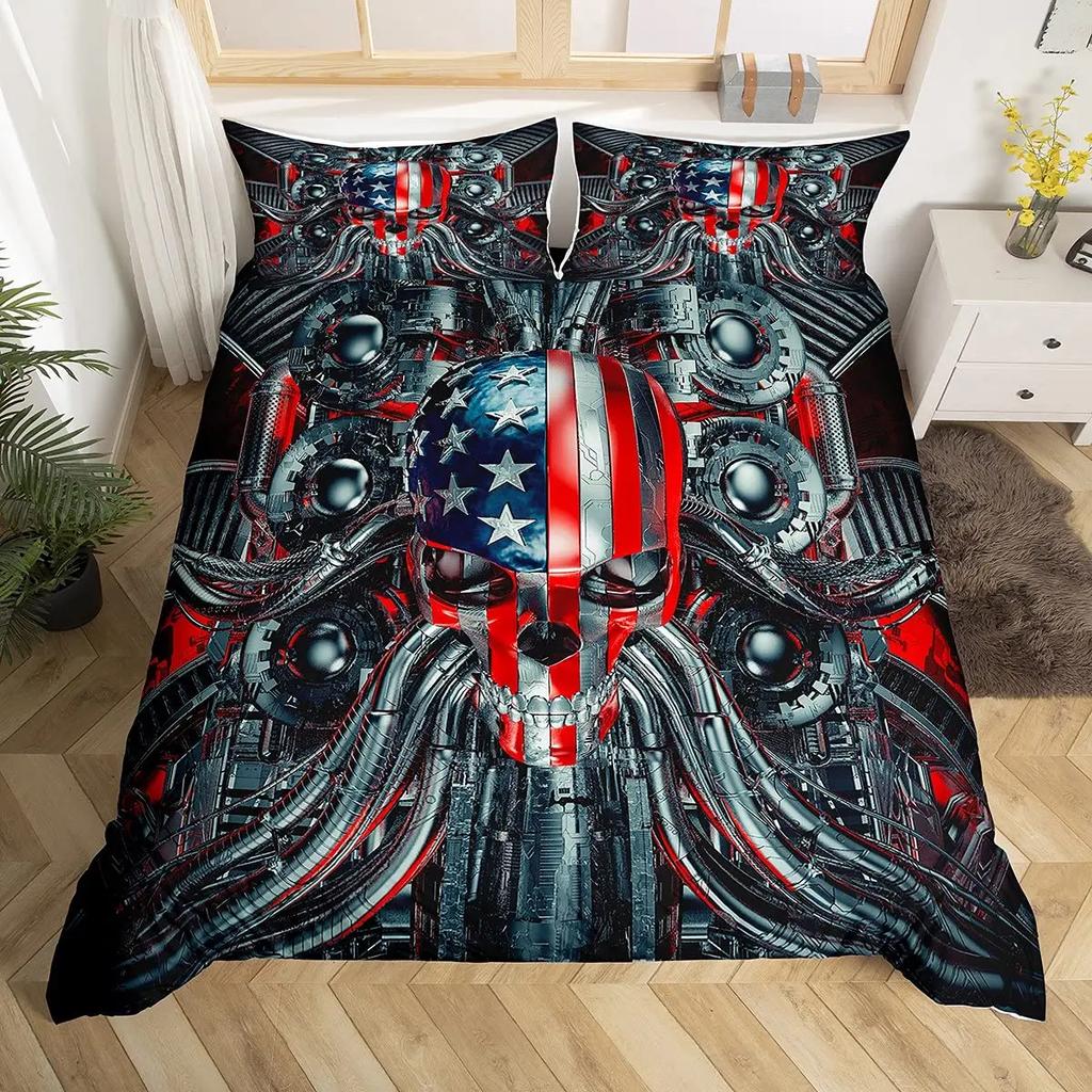 Robot Duvet Cover Set 3D Modern Science Fiction Cool Robot Bedding Sets Full Size Futuristic Machine Comforter Cover Set 2/3pcs