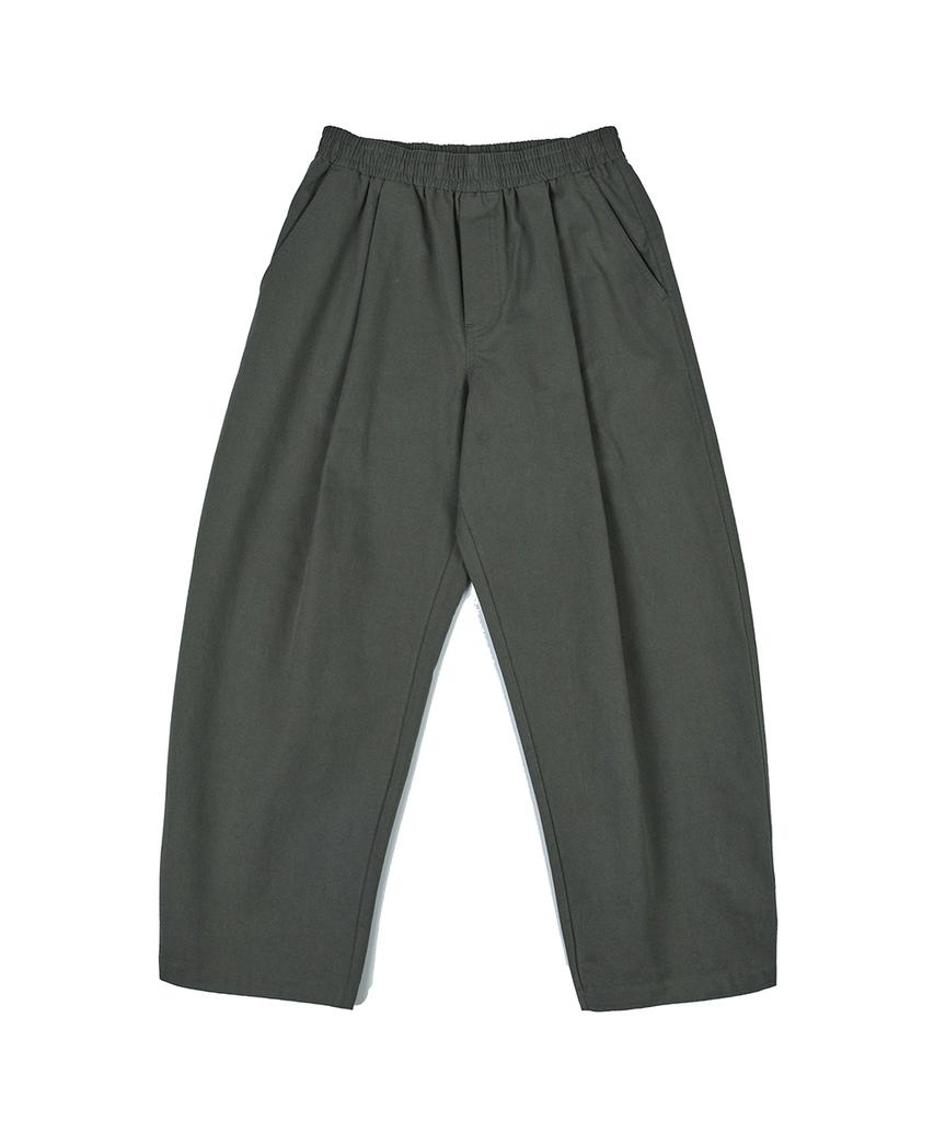 HOOVES Wide Chino Single-Pleat Elastic Pants [Khaki]