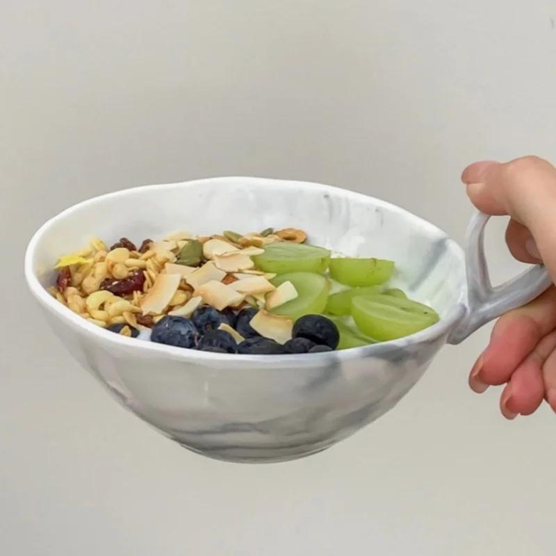 Marmorierung, erstaunt, Stille, Wind, hohes Erscheinungsbild, Obstsalatschüssel, Keramikschüssel, Dessertschale aus Maismehl, Joghurtschale, 420 ml