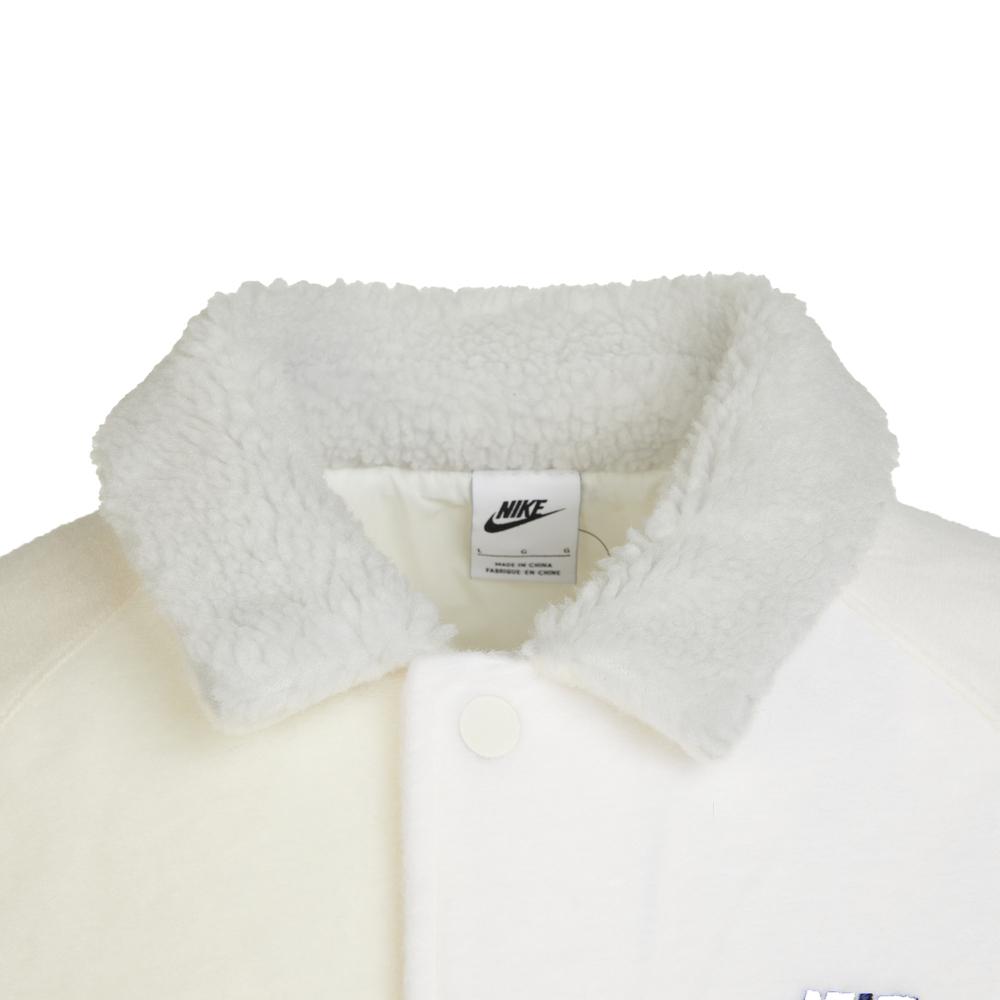Nike Jaqueta Masculina de Agasalho com Gola de Lã Bordada com Logotipo de Roupa Esportiva Branca FB1827-133