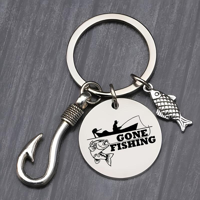 1pc Fishing Enthusiast Keychain with Fish Hook & Lure Charms - "Gone Fishing" Engraved, Ideal Gift for Father'S Day or Christmas, Fishing Accessories