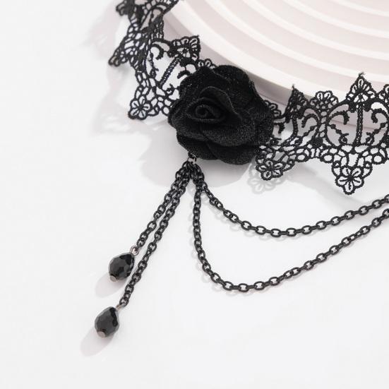 Women Leg Chain 3D Rose Decor with Elastic Band Tassel Chain Faux Crystal Pendant Leg Jewelry Wedding Night Club Party Thigh Garter