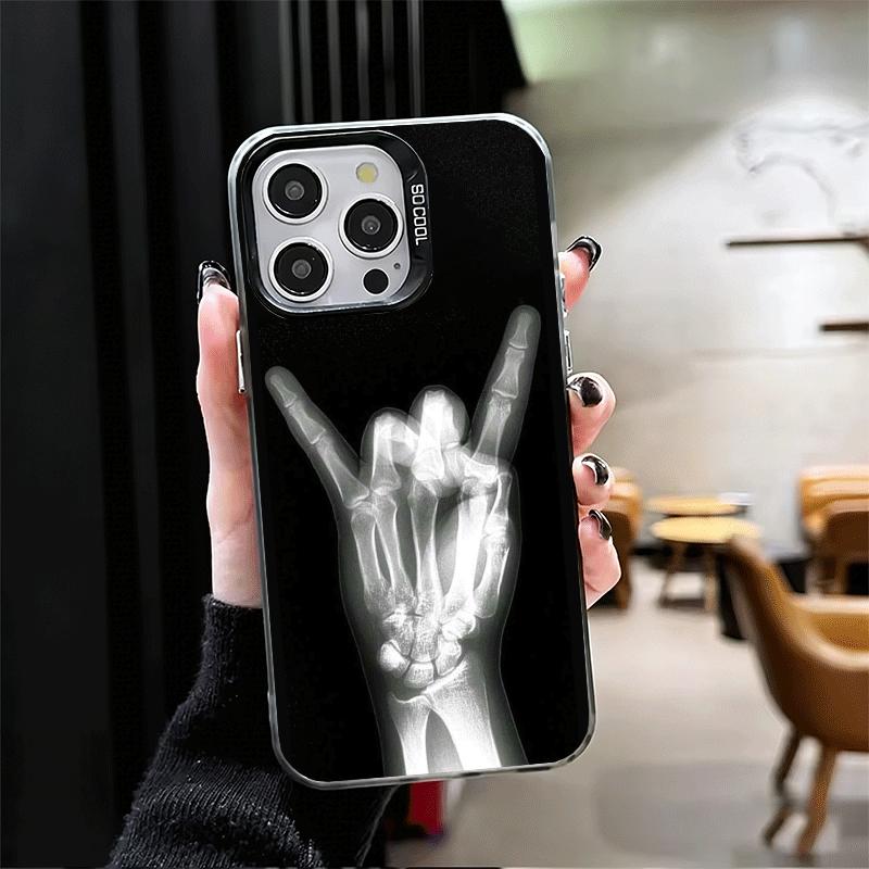 Funny X-Ray Hand Bones Shockproof Phone Case for iPhone 17 Air 16 16E 15 Pro Max 14 Plus 13 Mini 12 Back Cover Anti Fall Fundas