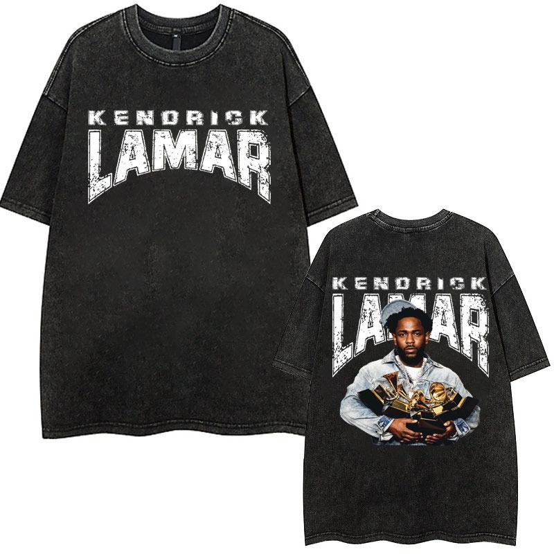 Vintage Washed Kendrick Lamar Mustard Graphic Printing T-Shi S